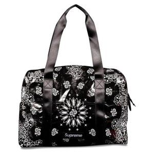 Supreme SS/21 Black Bandana Tarp Small Duffle Bag